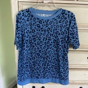 Blue animal print top